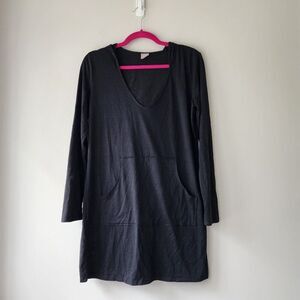 Merona Lightweight Beach Coverup | M | Hood Long Sleeve Black Tunic Dress Pocket